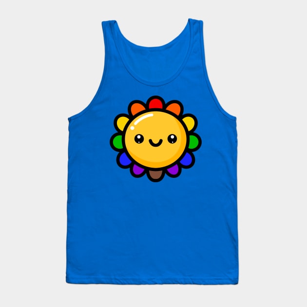 Happy Rainbow Flower Tank Top by Ms.Chip